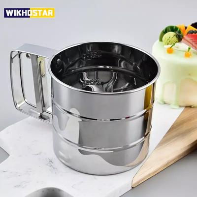 1 шт., сито для муки из нержавеющей стали для разрыхлителя, сахарница с ручным прессом, мелкоячеистое сито для муки