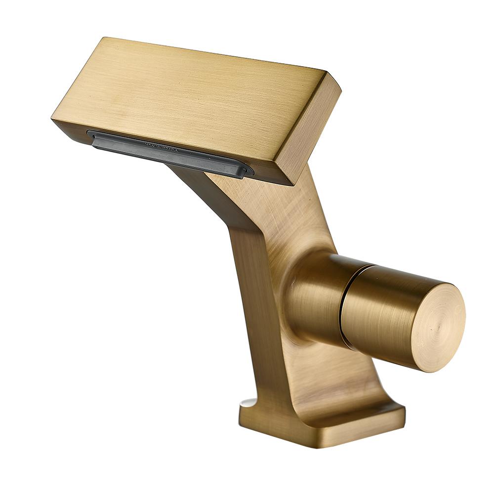 Смеситель для раковины серого цвета, латунный смеситель для раковины с водопадом, кран для горячей и холодной воды с одной ручкой, хромированный черный смеситель