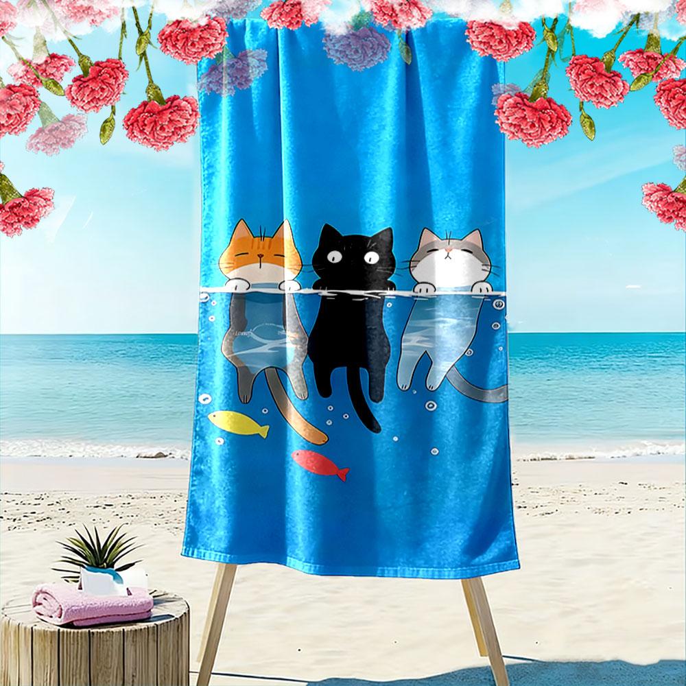 Swimming Cats Cartoon Towel A must-have beach towel for beach travel