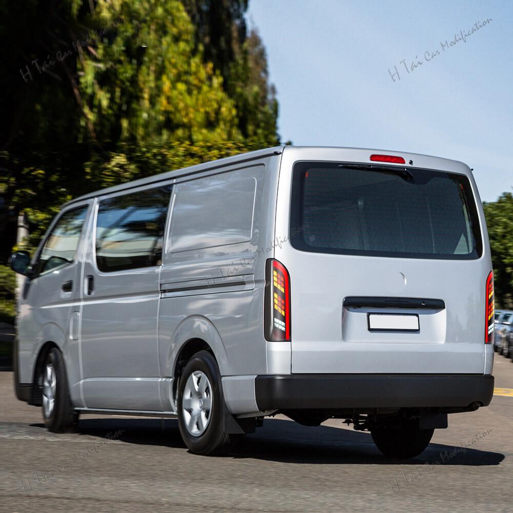 Пара светодиодных задних фонарей для Toyota Hiace 2005-2018, задние фонари, задние противотуманные фары, динамические указатели поворота, световые сборки для автомобиля