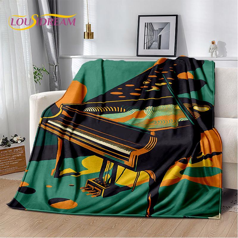 3D Dream Piano Key Music Instrument Cartoon Blanket,Soft Throw Blanket for Home Bedroom Bed Sofa Picnic Office Travel Cover Kids