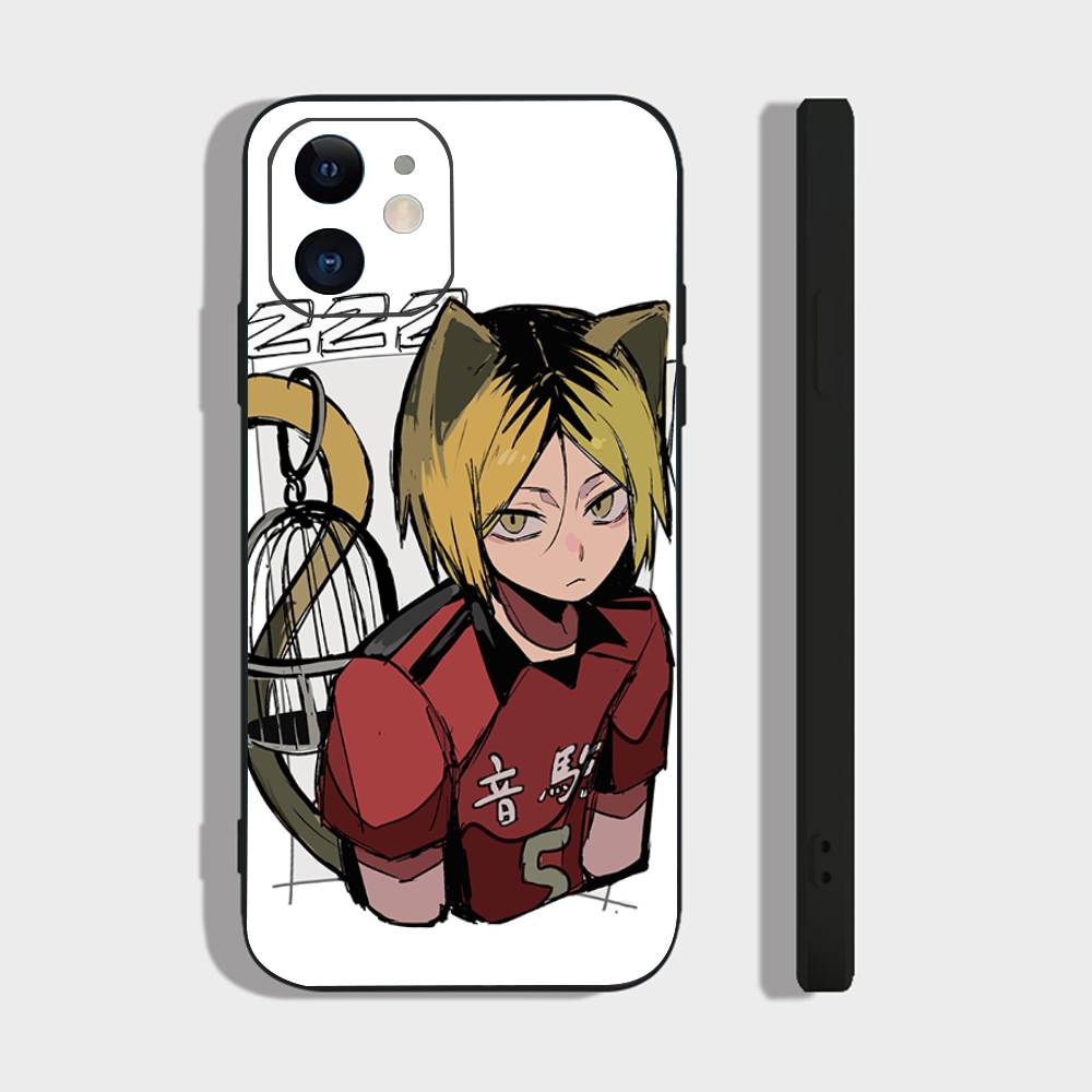 Аниме H-Haikyuu Nekoma Чехол для телефона Для iPhone 17 Air 16 15 14 13 Pro Max 11 12 Черный силиконовый чехол