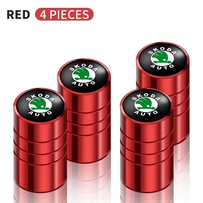 Car Sticker 2026 Hot 4Pcs Car Wheel Tire Valve Stem Caps Airtight Cover For Skoda Fabia Octavia A7 RS Superb Rapid Yeti Karoq Ro