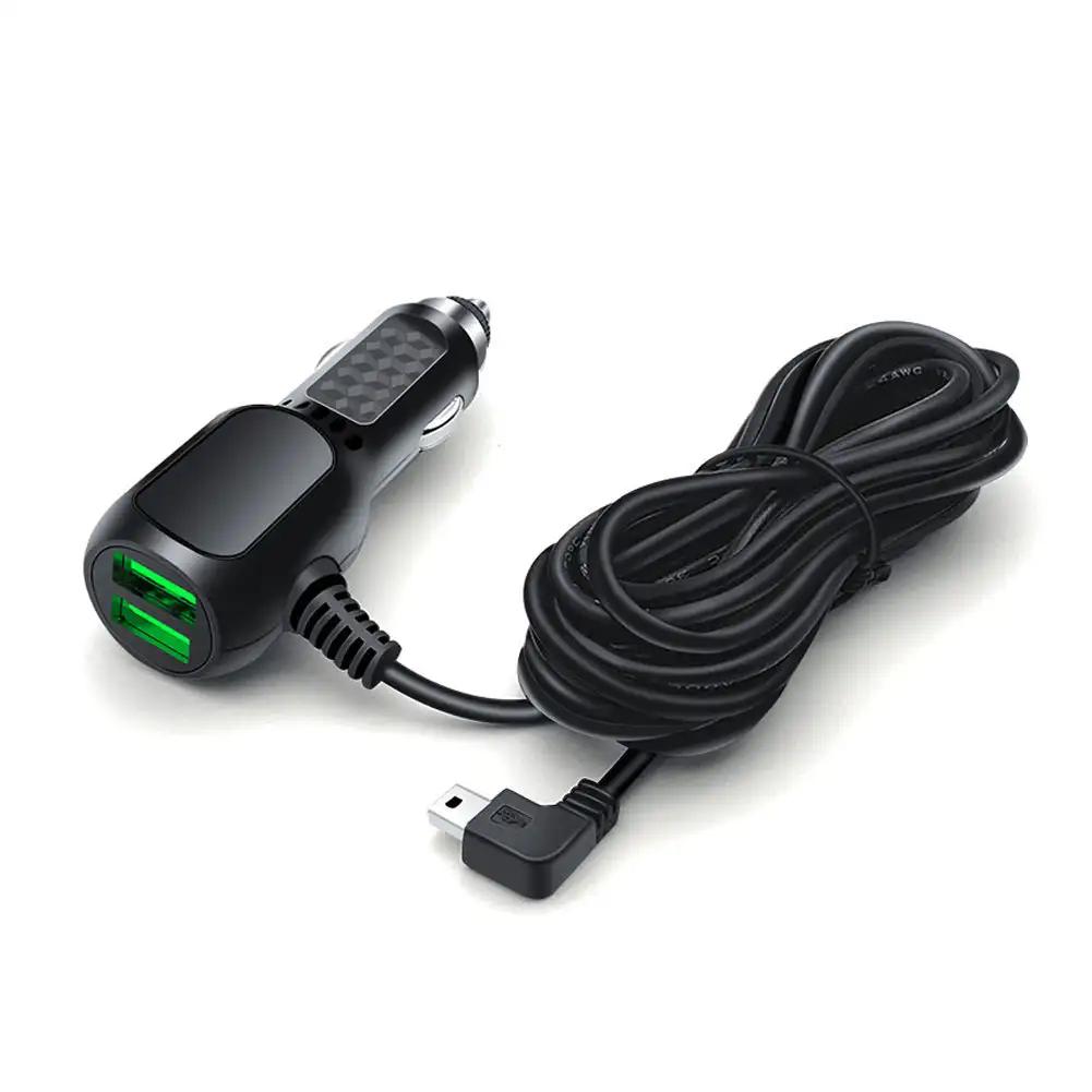 Двойное мини-USB автомобильное зарядное устройство Micro USB кабель прикуривателя 11,5 футов шнур питания розетка зарядное устройство для видеорегистратора видеорегистратор GPS видеорегистратор