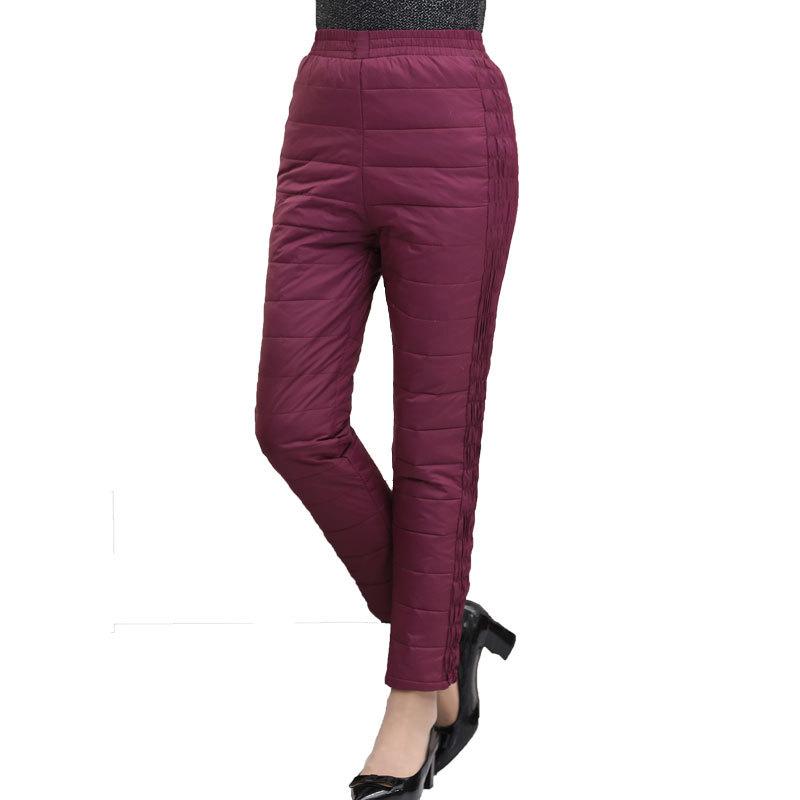 Теплые зимние утепленные брюки для мам среднего и старшего возраста L ~ 5XL, пуховые брюки, женские теплые брюки большого размера с высокой талией