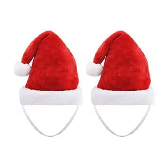 Pet Santa Hat Red Fleece Santa Claus Hat Dog Cat Dress-up Costume for Puppy Kitten Small Cats Dogs Holiday Cosplay Accessory