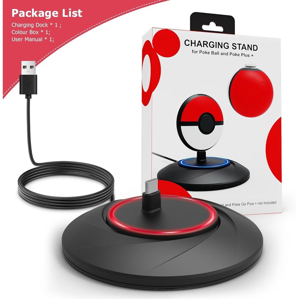 Charging Stand for New GO Plus + Pokémon Ball Accessories, Portable USB Dock Compatible with Poke-Ball & Go Plus+
