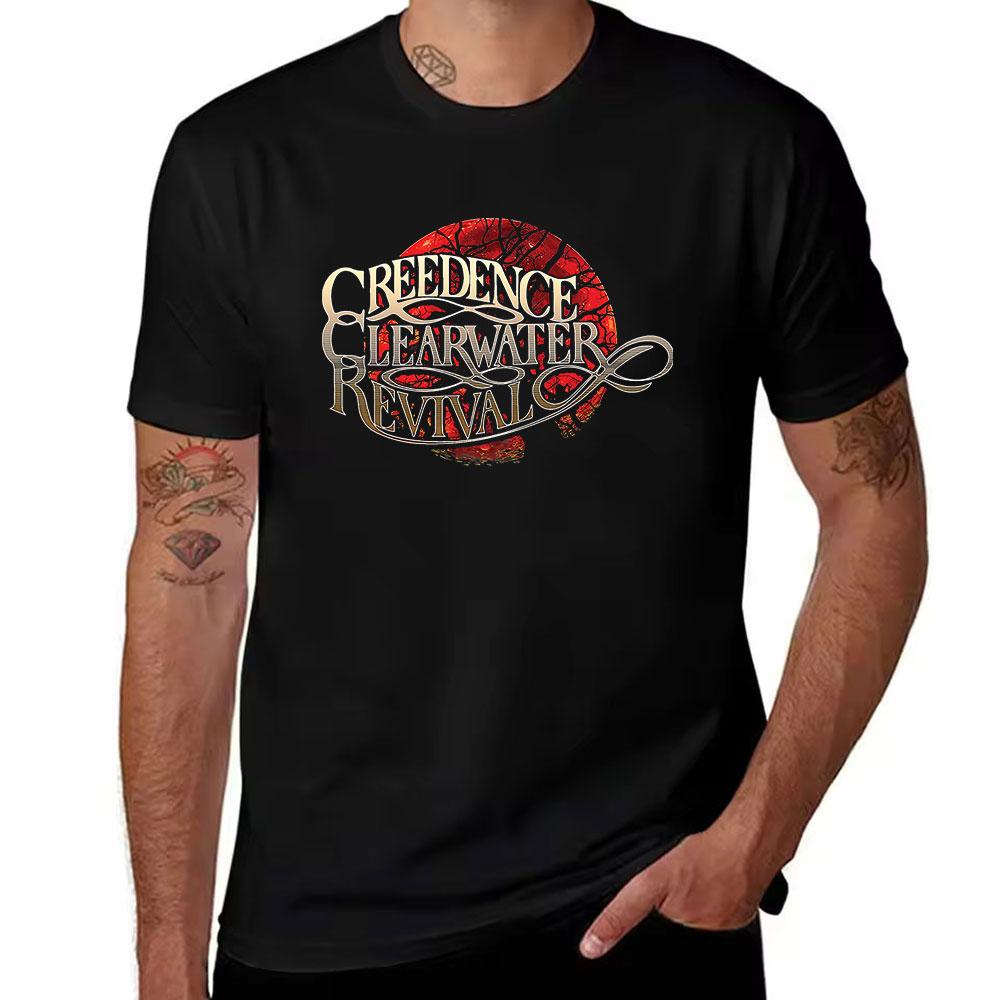 Unisexs Cotton Creedence Clearwater Revival Graphic Tshirt Retro Rock Band Print Casual Tee For Music Fans