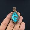 Tibetan Turquoise Pendant, 999 Copper Wire Wrapped Gemstone Jewelry, Handmade Pendant, For Thanksgiving