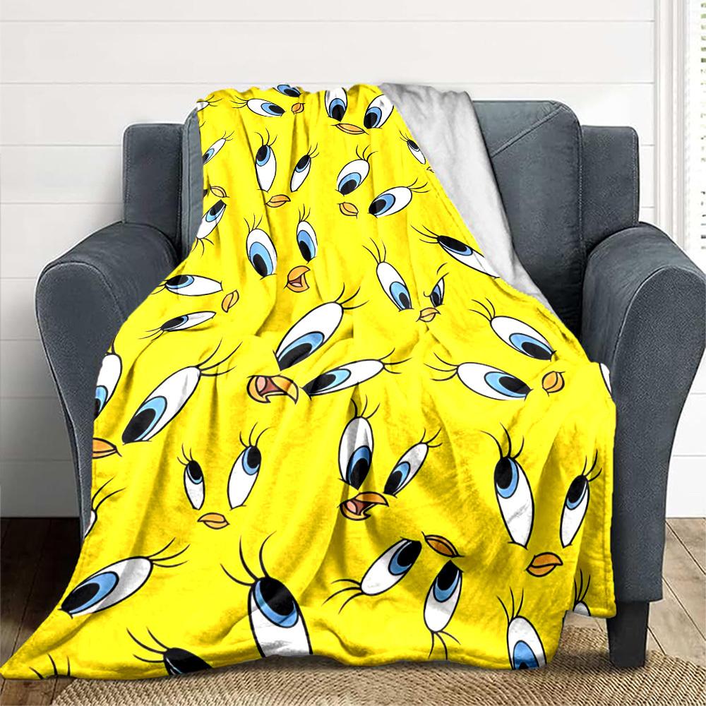 1 шт. Фланелевое одеяло Looney Tunes с изображением Твити — легкое, мягкое, теплое, подходит для всех сезонов, для дивана, кровати, путешествий.