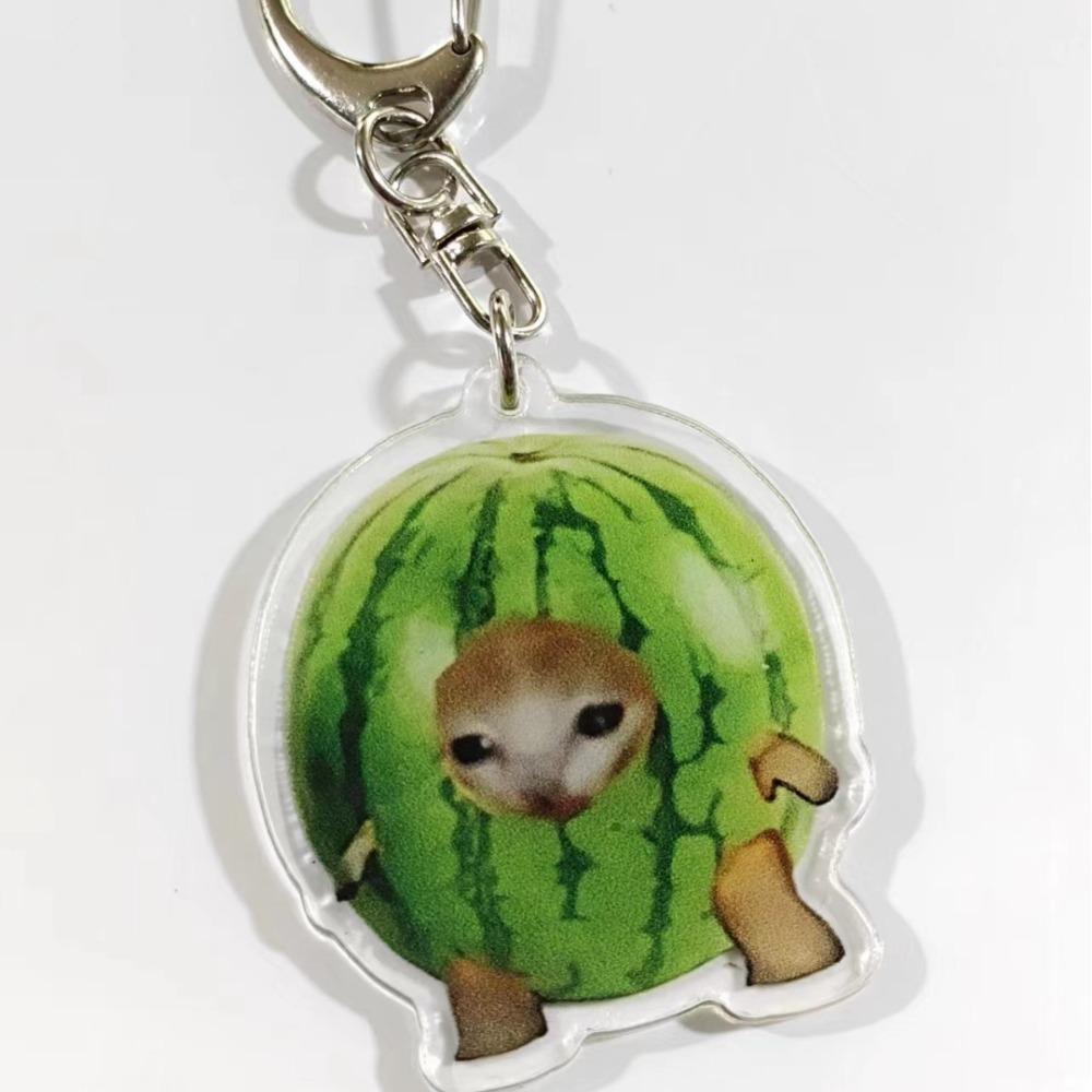 Брелок в виде головы кошки с едой, веселый и забавный кот, акриловая цепочка для мобильного телефона, новые автомобильные брелки для мужчин