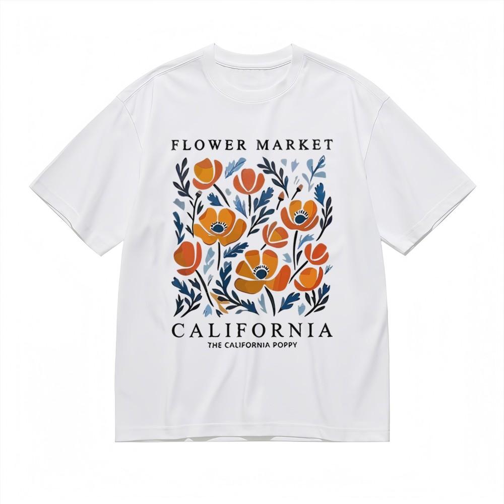 Женская дышащая мягкая классическая футболка с принтом California Bloom