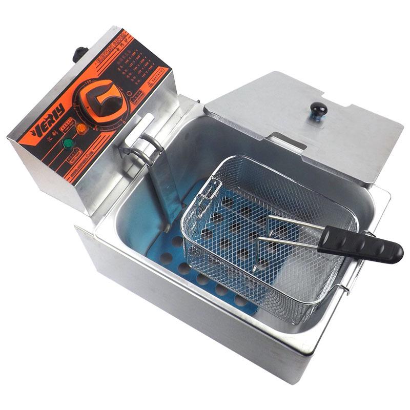 Электрическая фритюрница Huili HY-81R для картофеля фри и куриных крылышек - Одинарный бак и корзина