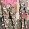 Женские повседневные камуфляжные летние свободные карманы со средней талией, длинные прямые брюки