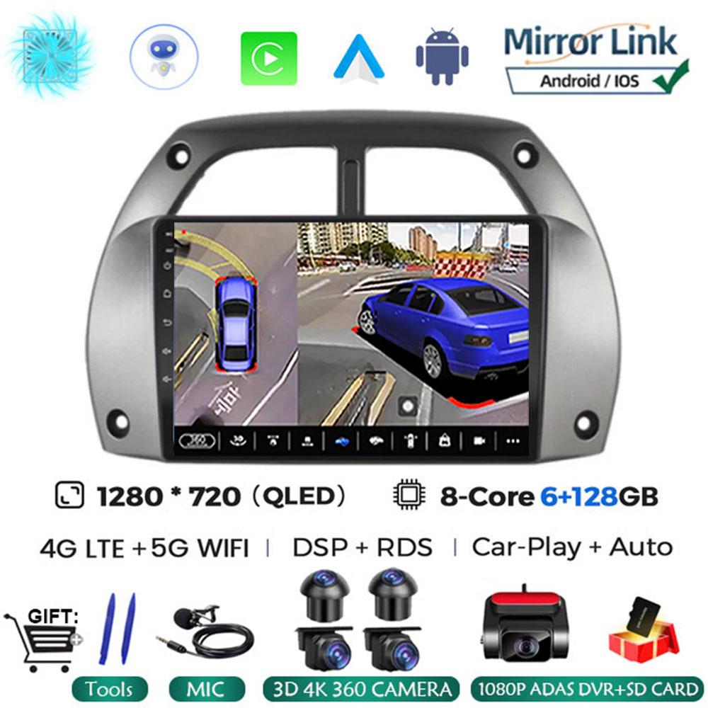 Android 14 Car Radio For Toyota RAV4 Rav 4 2001 - 2006 Multimedia Player Carplay QLED Touch Screen Auto Stereo 4G WIFI