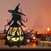 Хэллоуинский фонарь ведьмы 3D Жуткий фонарь Светящийся настольный центральный элемент Готическая лампа ведьмы с летучей мышью и черепом для украшения дома, каминной полки, прихожей, столешницы