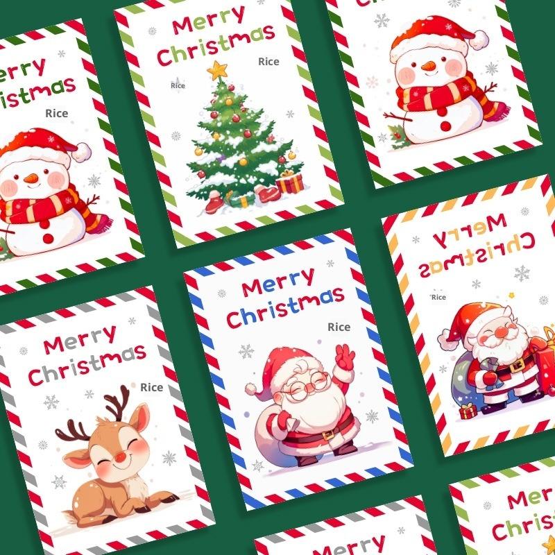 10Pcs Christmas Cards, Handwritten Thanks, Blessings, Messages, Gifts, Decorations, Small Cards, Parties, Birthdays, Holidays