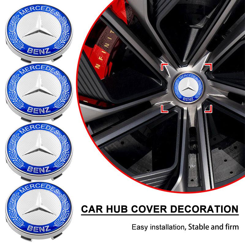 IJZN6 4pc 56/60mm Auto Wheel Center Cover Badge Stickers Hub Cap Stickers For Mercedes Benz C43 C63 C55 C Class AMG C180 C200 C220 C30