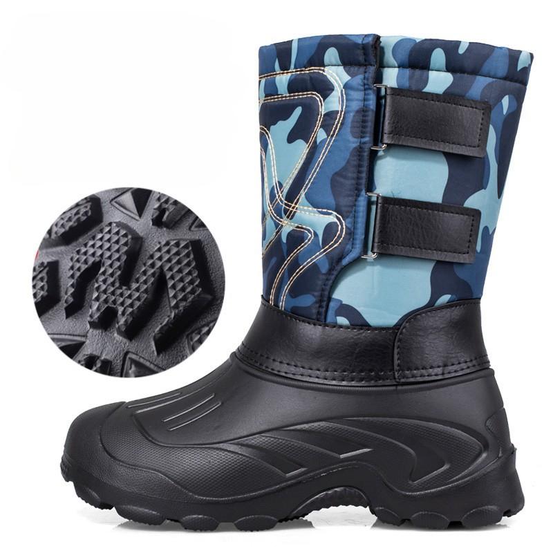 Autumn and Winter Thickened Large Size Men's Waterproof Outdoor Snow Boots Mid-calf Liner Padded Cotton Fishing Boots