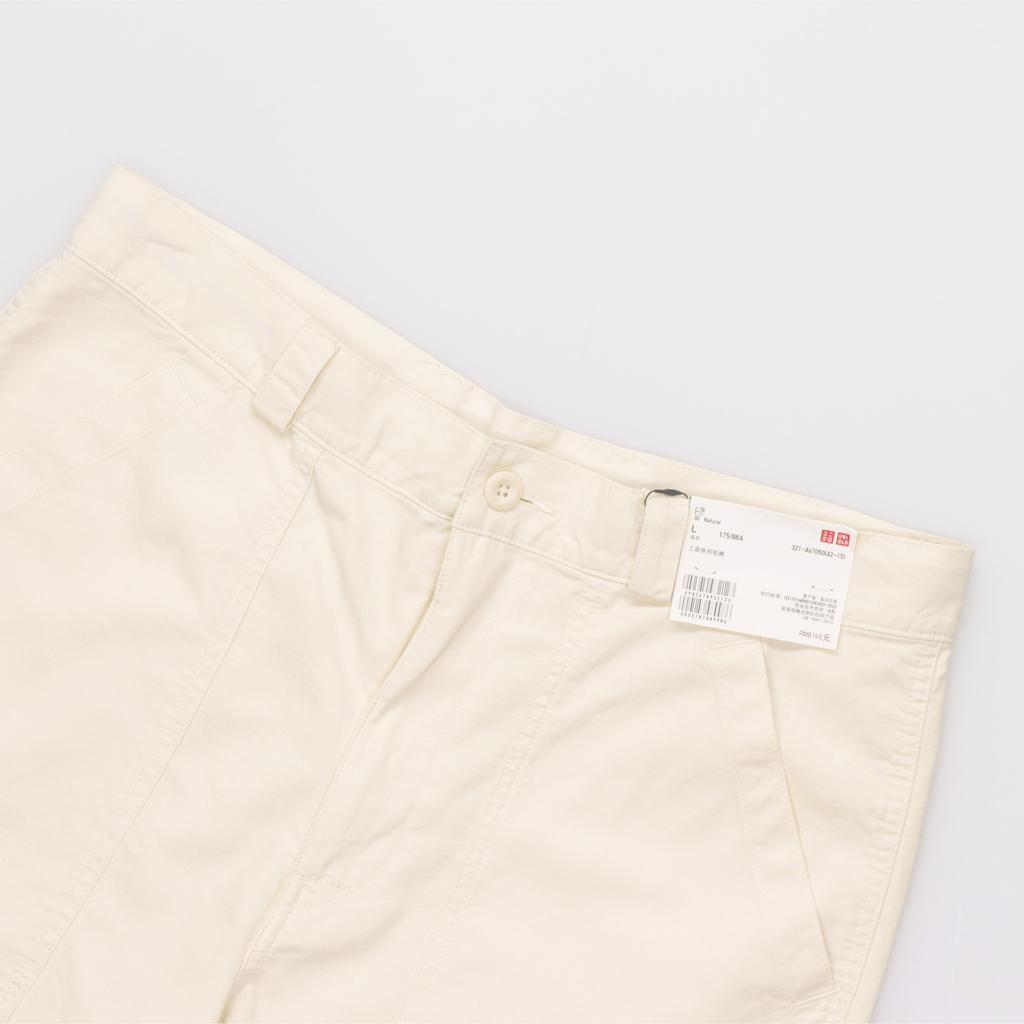 Uniqlo Коллаборация JW Anderson Весна-Лето 2024 Однотонные Шорты на Молнии Минималистичные Повседневные Мужские шорты Натуральный 467050-30