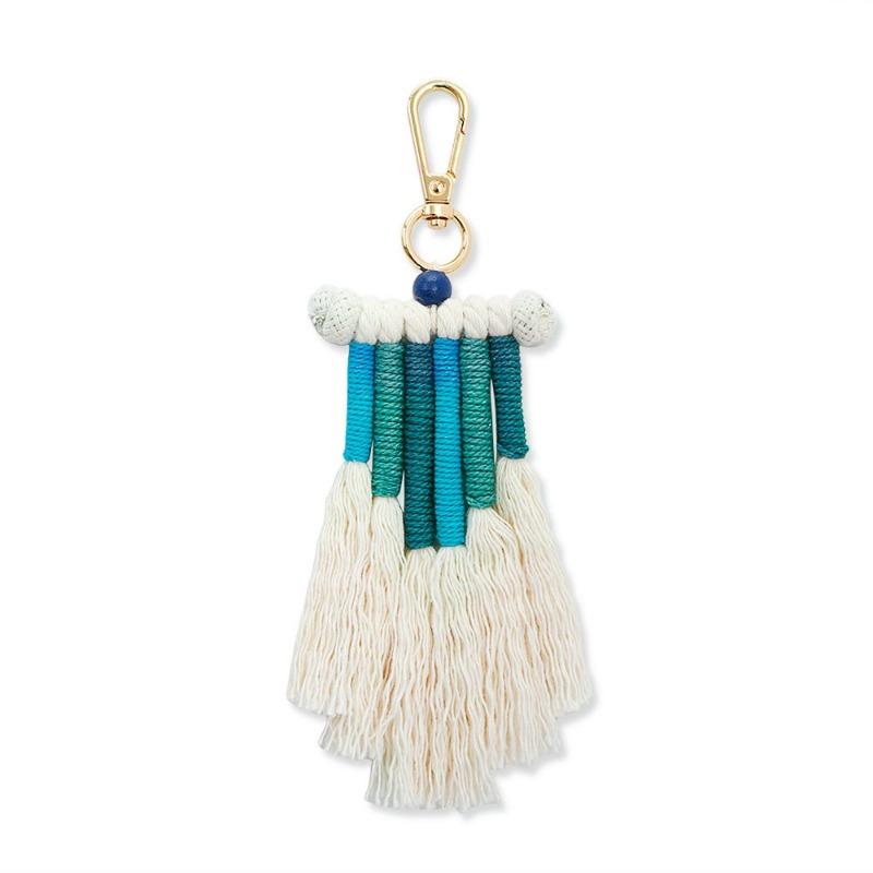 Nordic Style Hand Woven Rainbow Bag Keychain Bohemian Tassels European and American INS Key Accessories Pendant