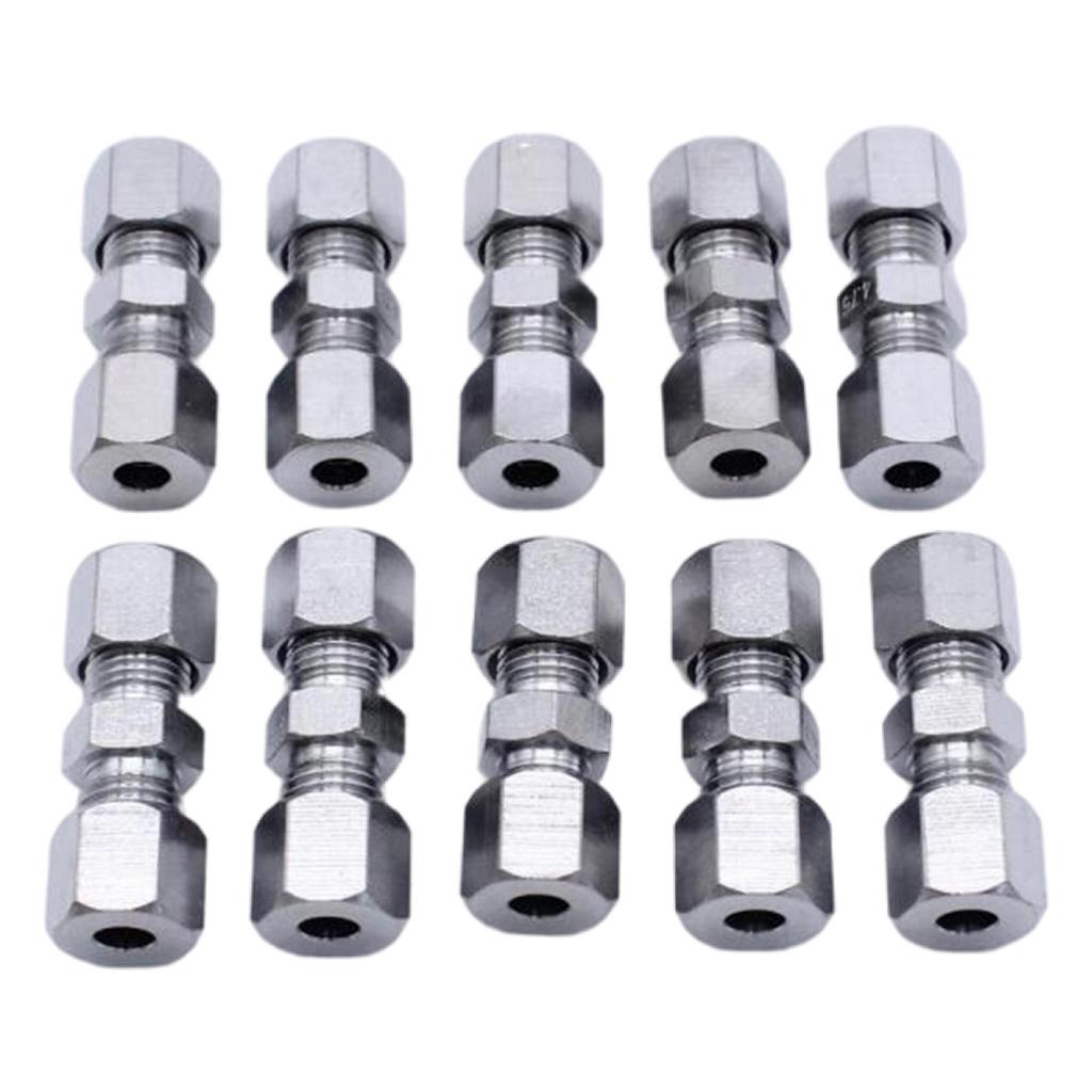 Threads Brake Line Fittings 3/16 Inch 10Pcs Fittings Assortment Compression Union Fit for 3/16 Inch Tube 4.75mm Brake