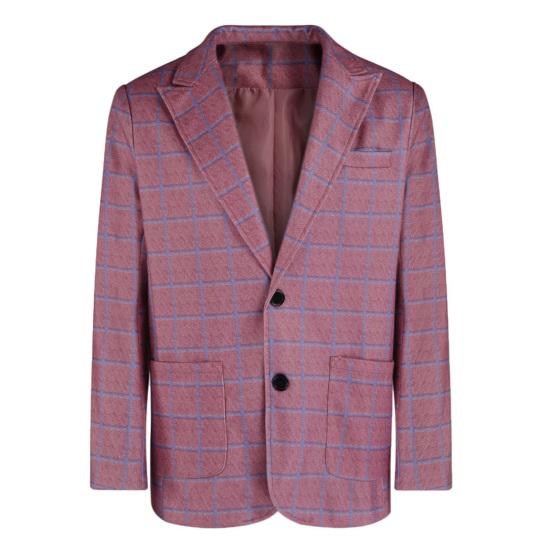 Men Suit Coat Business Coat Formal Lapel Plaid Print Long Sleeve Cardigan Double Buttons Patch Pockets Anti-wrinkle Groom Wedding Suit Jacket