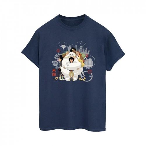Disney Womens/Ladies Big Hero 6 Baymax Group Hug Cotton Boyfriend T-Shirt