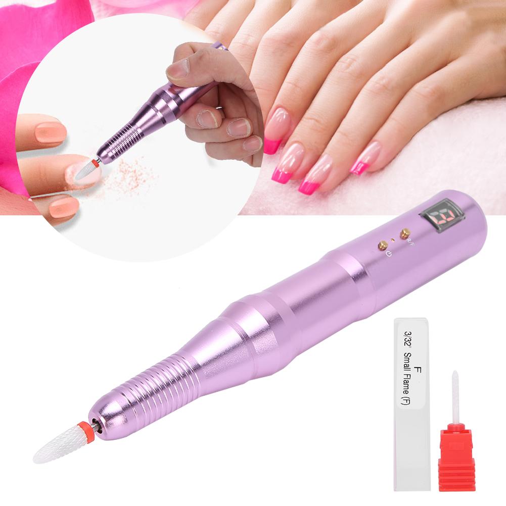 Rechargeable Electric Nail Drill Pen Portable Nail Grinding Polishing Machine Manicure ToolPink