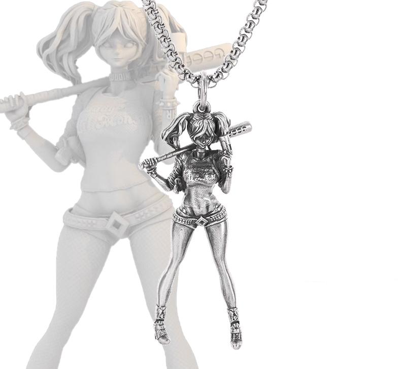 Посеребренная аниме меха красивая девушка девушка кулон ожерелье для мужчин и женщин хип-хоп рок панк модные ювелирные изделия подарок