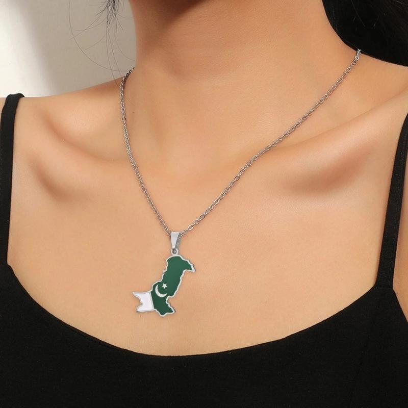Кулон-ожерелье с флагами Пакистана, модные национальные карты, ожерелья, регулируемые этнические цепочки для ключиц, подарки для пары