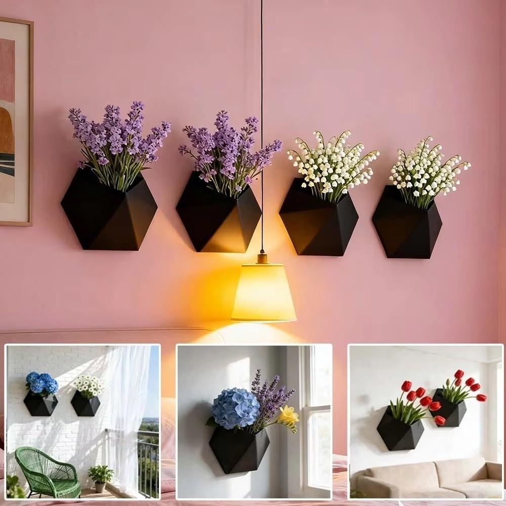 Wall-Mounted Hexagonal Flower Pot Geometric Growing Pots Wall Hanging Planter  Indoor Plants