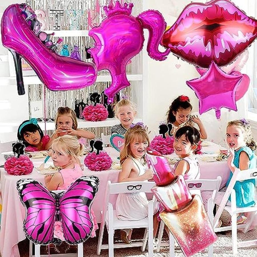 Розовые воздушные шары для девочек, воздушные шары на день рождения для девочек, принадлежности для вечеринки по случаю дня рождения принцессы, ярко-розовый набор воздушных шаров на высоких каблуках для вечеринки по случаю дня рождения девочки