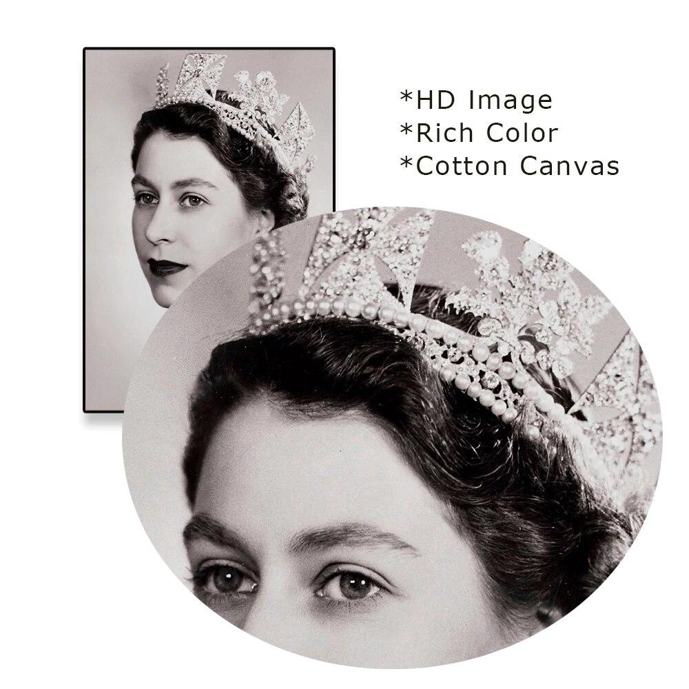 Современный постер с портретом королевы Елизаветы II, картина на холсте, черно-белая настенная живопись, холст, офисный декор для гостиной