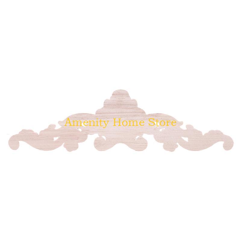 F26C Wood Carved Decal 4pcs Corner Onlay Applique Unpainted Frame Decoration for Home Bedroom Office Sofa Bed Decor Supplies