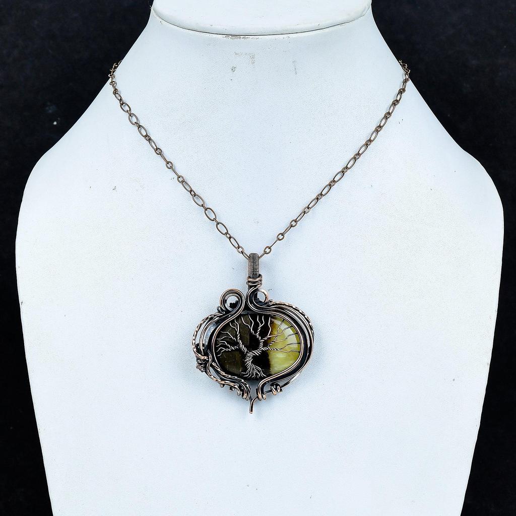 Септария 999 Медная проволока, обернутая кулон, Кулон Древо жизни из драгоценных камней ручной работы, Подарки для жены Новый кулон