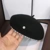 Pearl Trimmed Beret Women Autumn Winter Trend All-match British Style Vintage Woolen Painter Hat Elegant Solid Color Hat