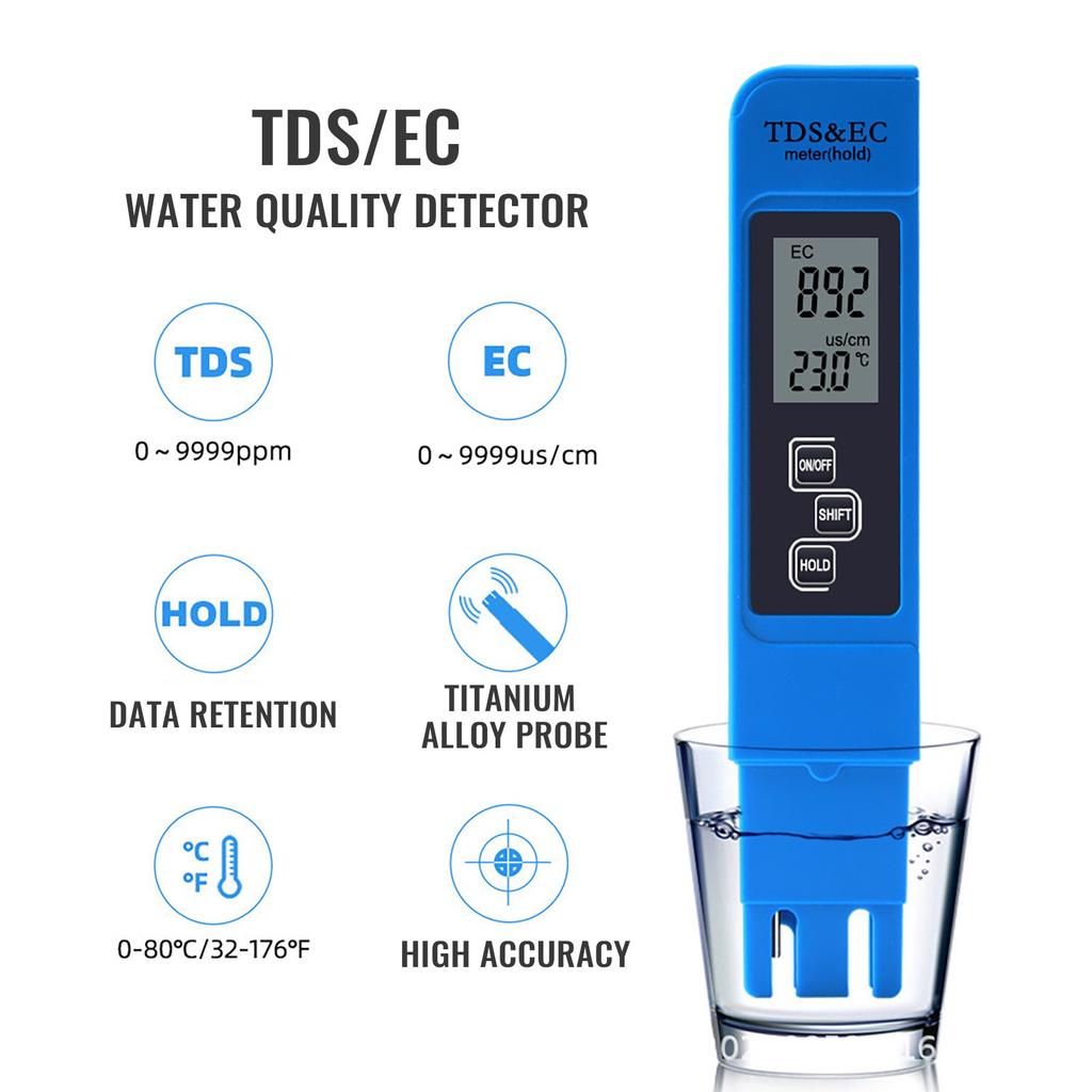 Синий портативный тестер качества воды «три в одном» для измерения проводимости