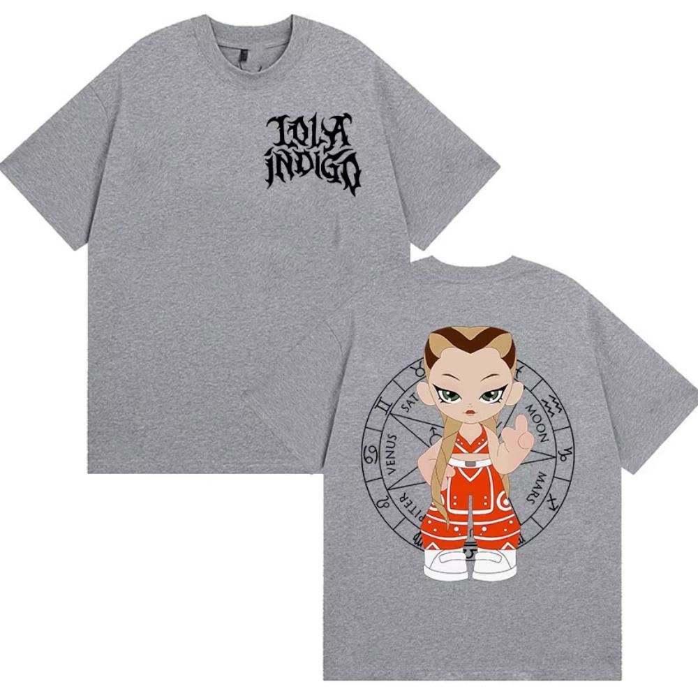 Singer Lola Indigo Tour 2025 Merch T-Shirt Men Women Harajuku High Quality Vintage T-shirts Casual Oversized Cotton Tops T Shirt
