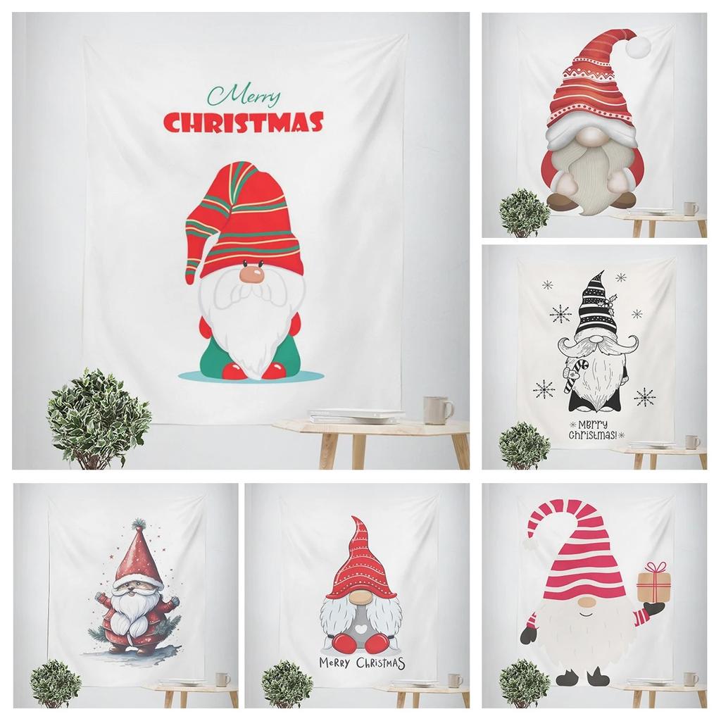 New Year Christmas Gnome Dwarf Pattern Living Room Bedroom Decorative Tapestry