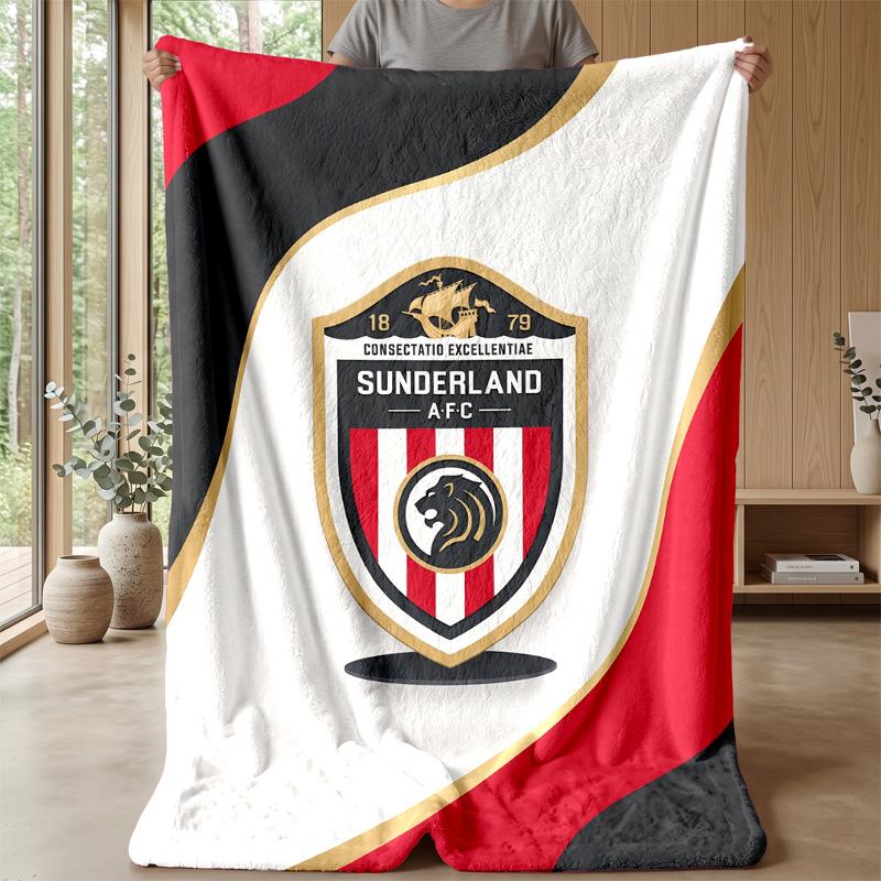 Sunderland Football Print Flannel Blanket, Soft Warm Lightweight Throw Blanket for Sofa Bed Camping