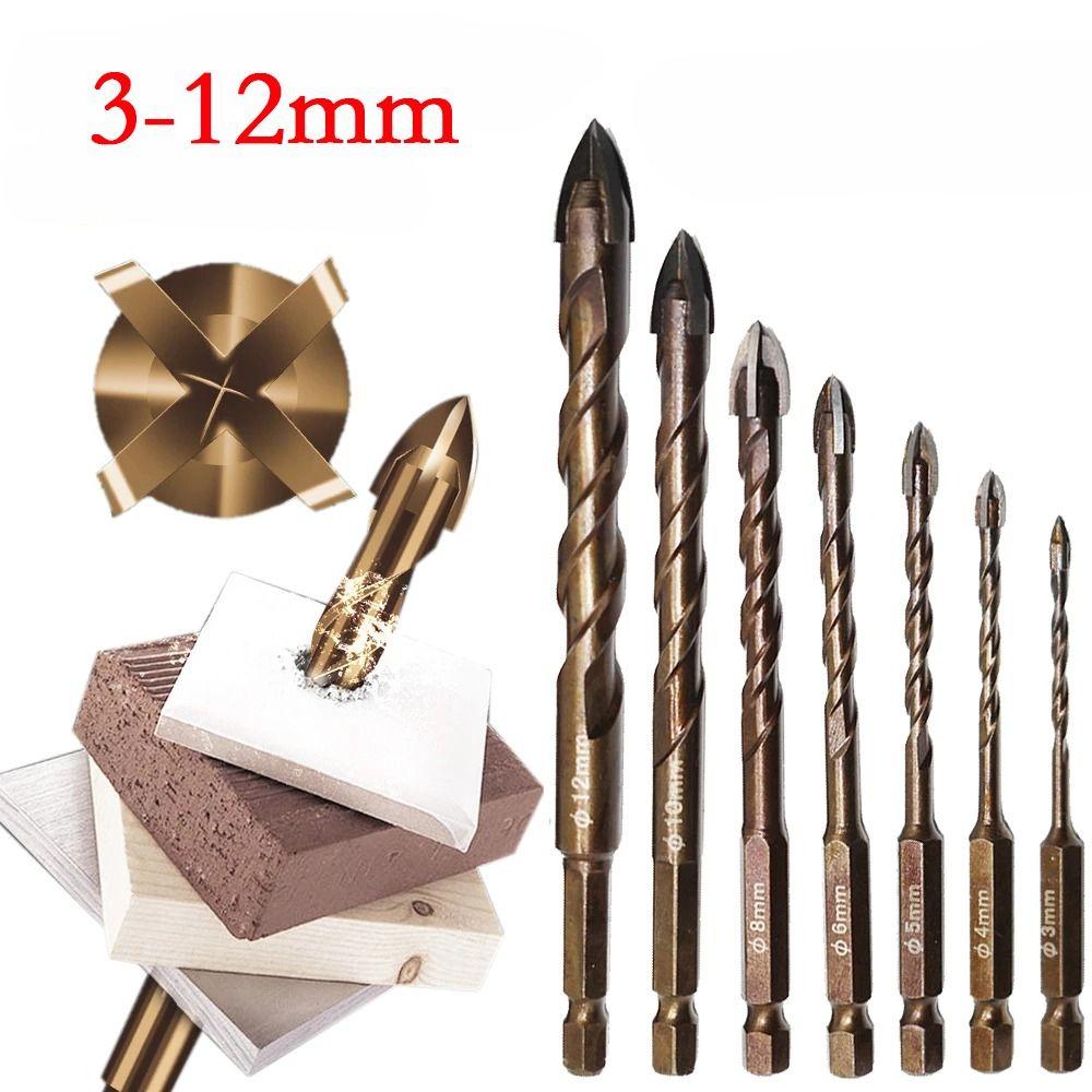 Concrete Spiral Screw Drill Bit Set Metric Composite Tap Cross Hex Tile Cutting Drilling Polishing