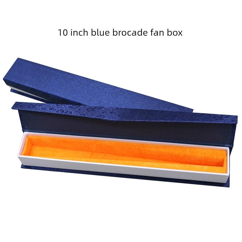 Xuan Paper Folding Fan Box 78910-Inch Linen Blue Dragon Pattern Brocade Fan Gift Box Chinese Style Fan Packing Box