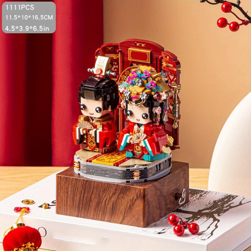 Unique Assembled Building Blocks Music Box Chinese Wedding Music Gift Decoration Perfect For Special Occasions