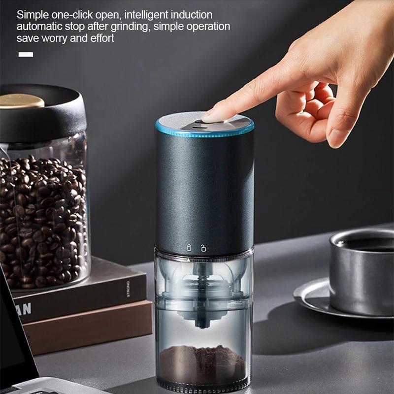 Портативная электрическая кофемолка с USB-зарядкой, светодиодной подсветкой, для путешествий, дома, кухни, для кофейных зерен, для эспрессо/капельного/холодного заваривания