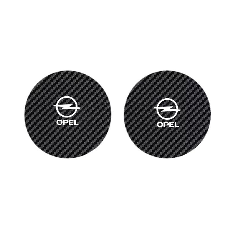 2Pc Car Logo Leather Water Cup Pad Anti-noise Coaster Mat For Opel Astra Insignia Corsa Zafira Meriva Mokka Vivaro Vectra Antara