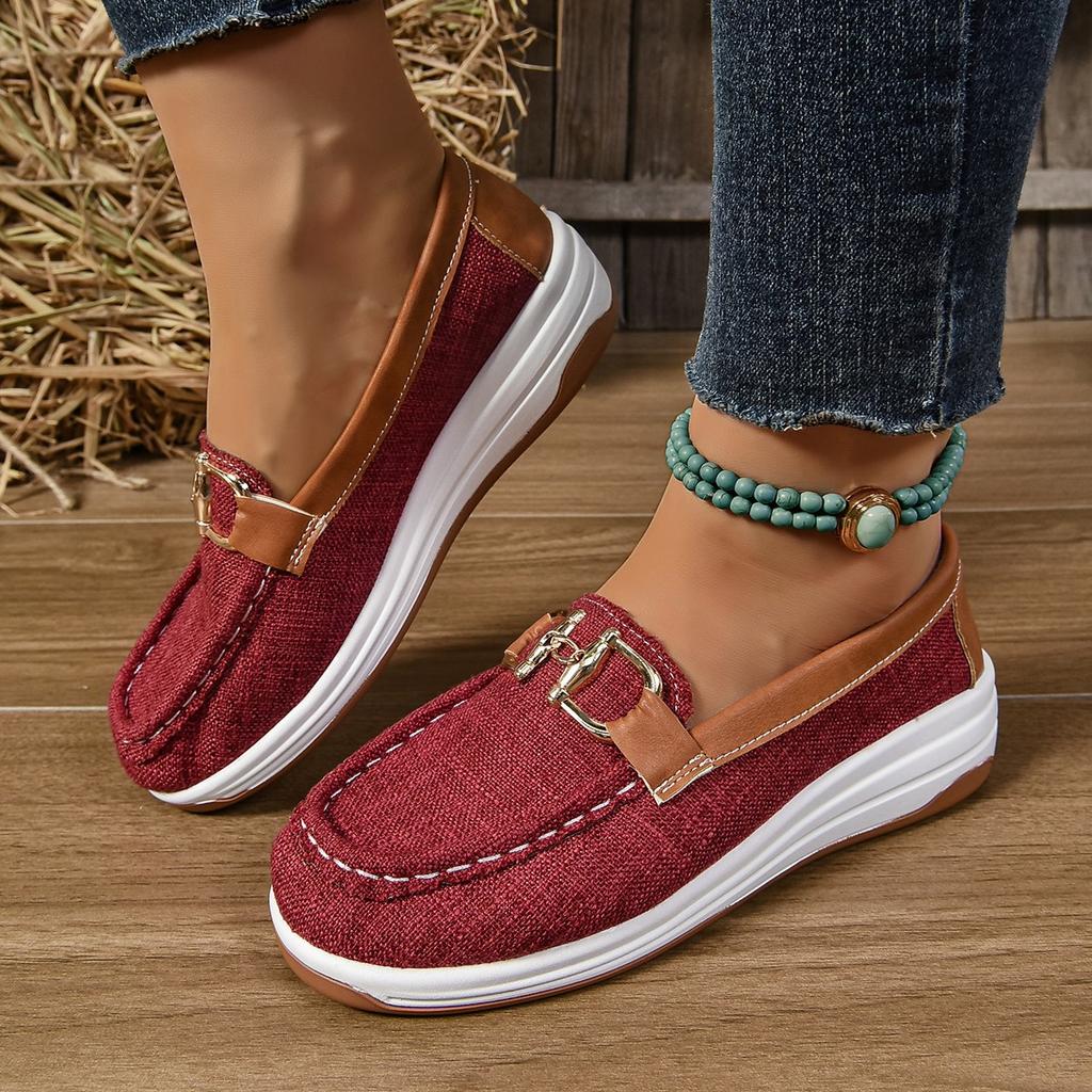 Большой размер 2025 Весна и Осень Новая Повседневная обувь В полоску Металлическая цепочка Обувь с низким верхом Легкая Обувь с круглым носком