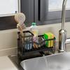 Sink Storage Rack Quick Drainage with Drainage Tunnel Stainless Carbon Steel Kitchen Drain Rack Sink Sponge Dish Rag Organization Shelf