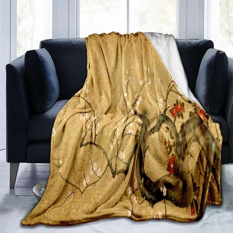 Chinese Painting Landscape Blanket Flannel Blanket Teen Into Commemorative Blanket Bedroom Personalized Blanket