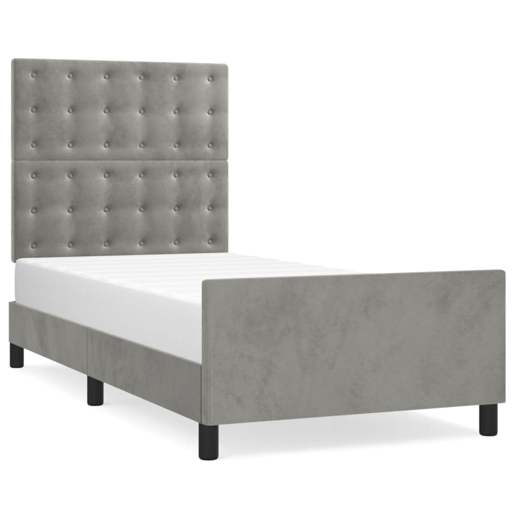 Bed Frame without Mattress Light Grey 100 x 200 cm Velvet